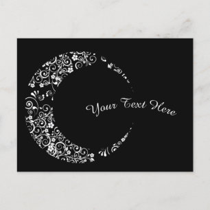 Postale Carte de lune à croissant floral blanc personnalis