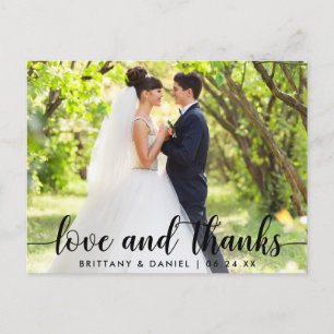Postale Carte de mariage couple amour et remerciements écr