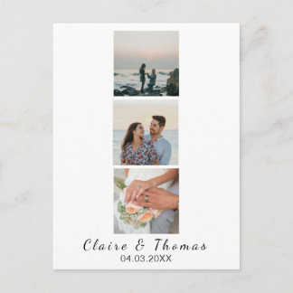 Postale Carte de mariage personnalisée avec 3 photos