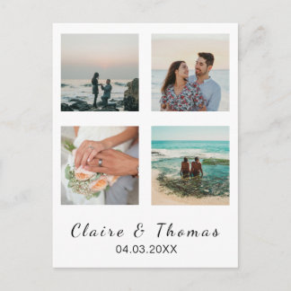Postale Carte de mariage personnalisée avec 4 photos