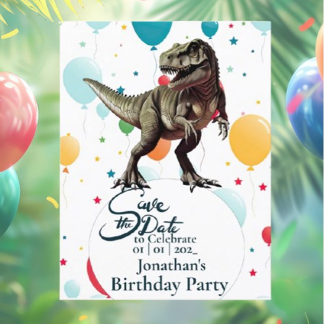 Postale Carte de naissance de T-rex de dinosaure à sauver  (Throw the ultimate Jurassic dinosaur birthday bash with T-Rex themes!)
