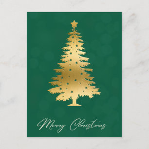 Postale Carte de Noël à l'arbre de Noël Golden Glow Bokeh
