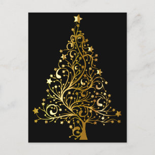 Postale carte de Noël arbre de Noël doré