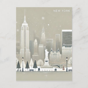 Postale Carte de Noël avec la statue de la Liberté et la s