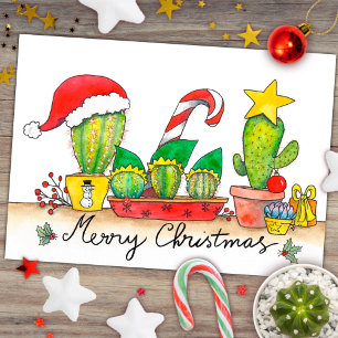 Postale Carte de Noël cactus par Nicole Janes
