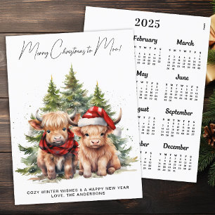 Postale Carte de Noël Cosy Highland Cow 2025