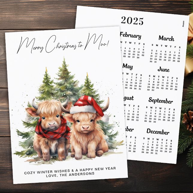 Postale Carte de Noël Cosy Highland Cow 2025 (Créateur téléchargé)