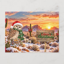 Carte de Noël de hibou du désert