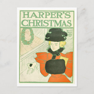 Postale Carte de Noël de la couverture du magazine Harper