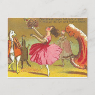 Postale Carte de Noël de la Terrifiant Dancing Food