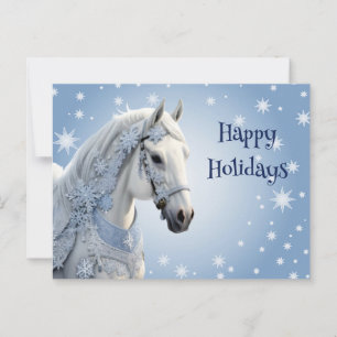 Postale Carte de Noël de vacances de cheval de flocons de