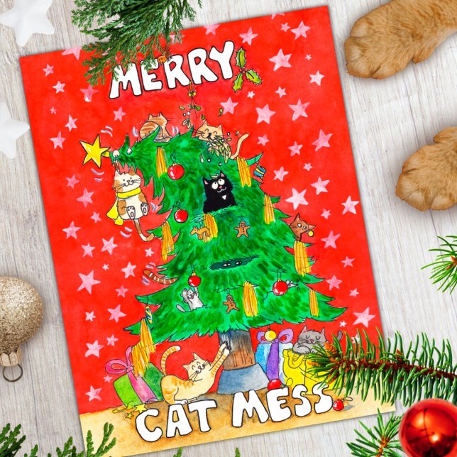 Postale Carte de Noël drôle de chat (Créateur téléchargé)
