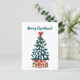 Postale Carte de Noël Élégante avec Sapin enneigé