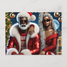 Postale Carte de Noël Luxueuse de Glam Santa & Mme Claus