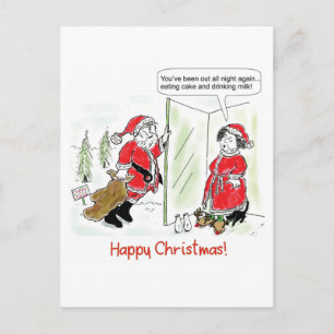 Postale Carte de Noël...Père Noël le matin de Noël