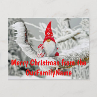 Postale Carte de Noël personnalisable Gnome Santa