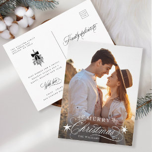 Postale Carte de Noël Photo Calligraphie Romantique