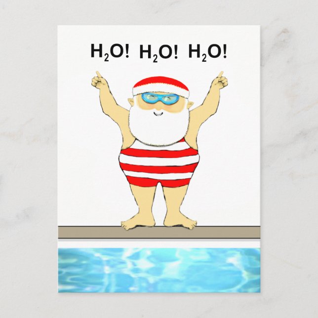 Postale Carte de Noël pour nageur (Devant)