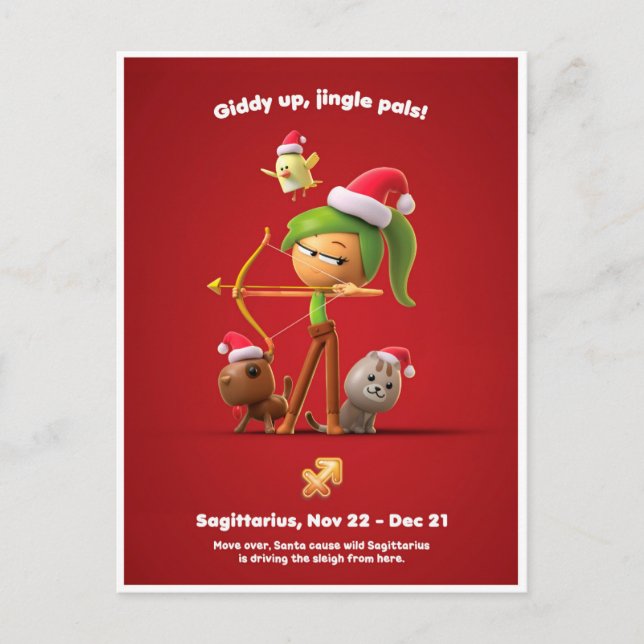 Postale Carte de Noël pour Sagittaire (Devant)