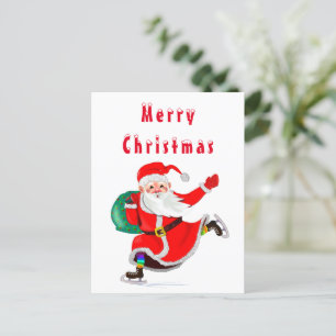 Postale Carte de Noël Santa Claus avec cadeau