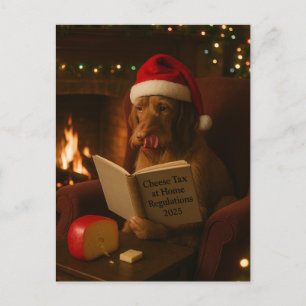 Postale Carte de Noël 'Taxe fromage' avec un Vizsla à poil
