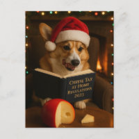Carte de Noël 'Taxe sur le fromage' Corgi