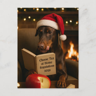 Postale Carte de Noël 'Taxe sur le fromage' Doberman