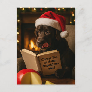 Postale Carte de Noël 'Taxe sur le fromage' Labrador marro