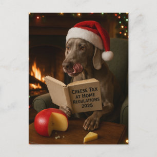 Postale Carte de Noël 'Taxe sur le fromage' Weimaraner