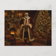 Carte de Noël victorienne de Père Noël noir