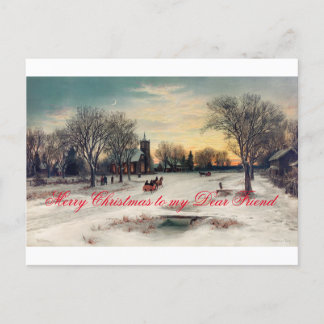 Postale Carte de Noël Vintage Joyeux Noël Cher ami