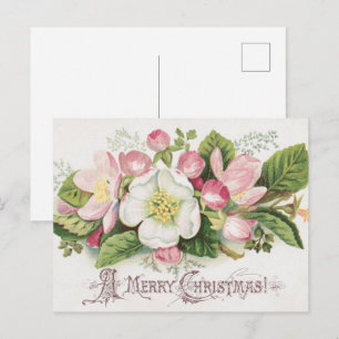 Postale Carte de Noël vintage rétro, fleurs de pommier