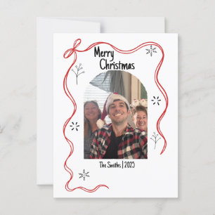 Postale Carte de Noël Whimsical Doodle avec photo