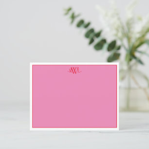 Postale Carte de note minimale rose, rouge et blanche crêp