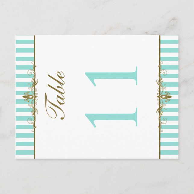 Postale Carte de numéro de tableau Aqua, White Stripes Gol (Devant)