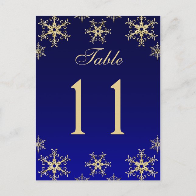 Postale Carte de numéro de tableau Blue, Gold Parties scin (Devant)