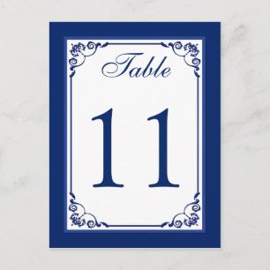 Postale Carte de numéro de tableau Royal Blue and White So