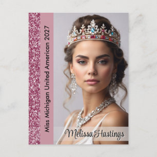 Postale Carte de pageant avec autographe Mini Paillettes B