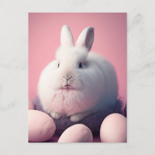 Postale Carte de Pâques avec Lapin et Œufs