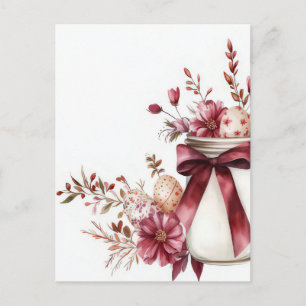 Postale Carte de Pâques avec œufs de Pâques et fleurs