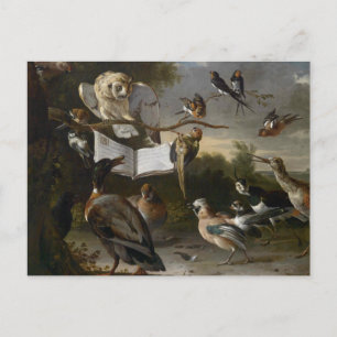 Postale Carte de peinture d'oiseaux musicaux