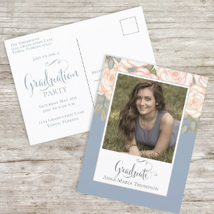 Postale Carte de photo de remise des diplômes à fleurs ble