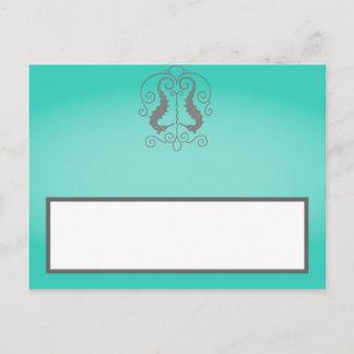 Postale Carte de place inscriptible Ancre hippocampe Turqu