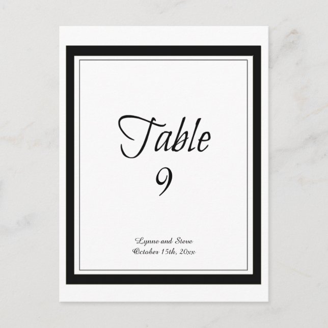Postale Carte de placement de table à bordure noire élégan (Devant)