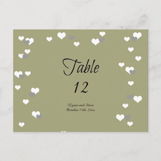 Postale Carte de placement de table à cœurs dorés (Devant)