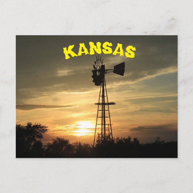 Postale Carte de poste Kansas Windmill Sunset. (Devant)