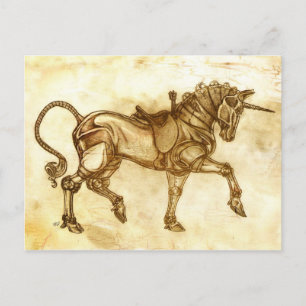 Postale Carte de poste Steampunk Unicorn Sketch