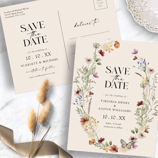 Postale Carte de pré-annonce de mariage Boho (Boho Save The Date Postcard
)