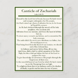 Postale Carte de prière du Cantique de Zacharie et du Magn