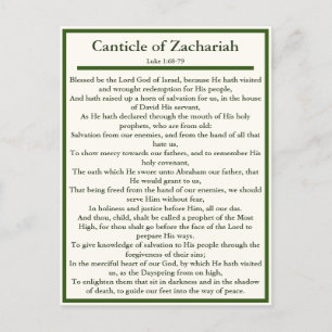 Postale Carte de prière du Cantique de Zacharie et du Magn